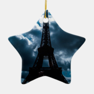 Eiffel Tower Blue Night Keramikornament