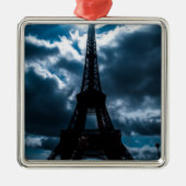 Eiffel Tower Blue Night Ornament Aus Metall (Vorne)