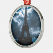 Eiffel Tower Blue Night Silbernes Ornament (Links)
