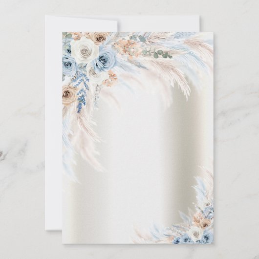 Eiffel Tower Blue Rose Pampas Grass Quinceanera Einladung (Rückseite)