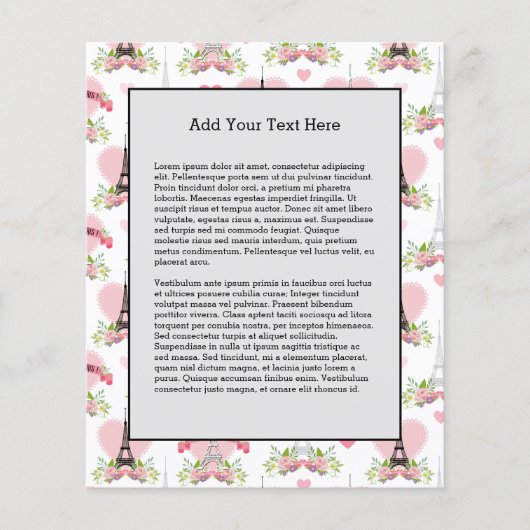 Eiffel Tower Blume Pink Hearts Paris Französisch Flyer (Vorne)