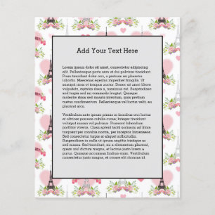 Eiffel Tower Blume Pink Hearts Paris Französisch Flyer