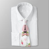 Eiffel Tower Blume Pink Hearts Paris Französisch Krawatte (Gebunden)