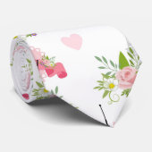 Eiffel Tower Blume Pink Hearts Paris Französisch Krawatte (Gerollt)