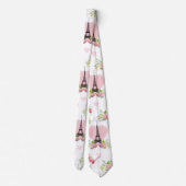 Eiffel Tower Blume Pink Hearts Paris Französisch Krawatte (Rückseite)