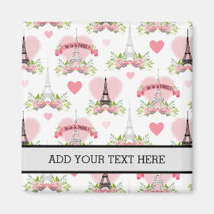 Eiffel Tower Blume Pink Hearts Paris Französisch Magnet