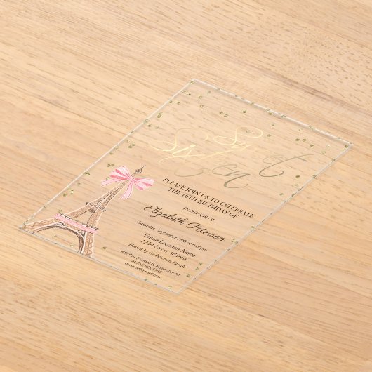 Eiffel Tower Bow Gold Diamonds Black Sweet 16 Acryleinladungen (Ablage )