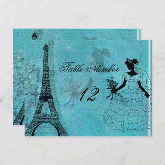 Eiffel Tower Bride Tischnummer Postkarte (Vorne/Hinten)