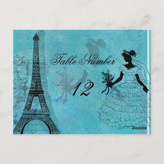 Eiffel Tower Bride Tischnummer Postkarte (Rückseite)