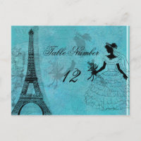 Eiffel Tower Bride Tischnummer Postkarte