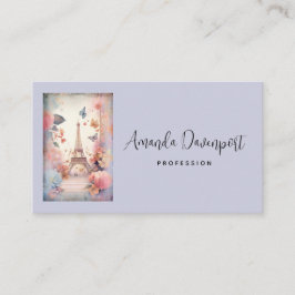 Eiffel Tower Butterflies and Flowers Business Card Visitenkarte