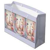 Eiffel Tower Butterflies and Flowers Große Geschenktüte (Rückseite Schrägansicht)