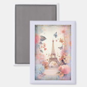 Eiffel Tower Butterflies and Flowers Magnet (Vorderseite/Rückseite)