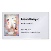 Eiffel Tower Butterflies and Flowers Magnetische Visitenkarte (Vorderseite)