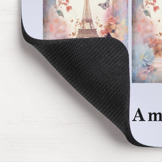 Eiffel Tower Butterflies and Flowers Mousepad (Ecke)