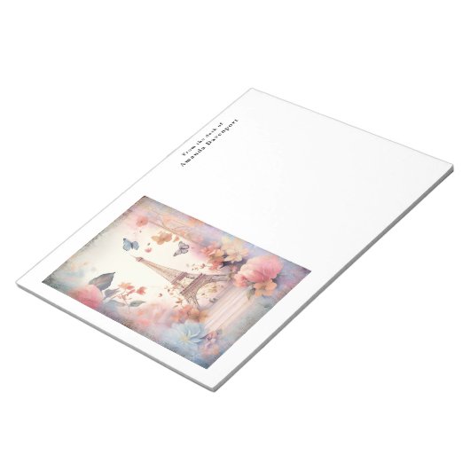 Eiffel Tower Butterflies and Flowers Notizblock (angewinkelt)