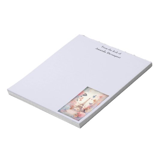 Eiffel Tower Butterflies and Flowers Notizblock (Rotiert)