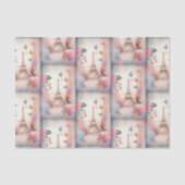 Eiffel Tower Butterflies and Flowers Pattern Seidenpapier (Vorderseite)