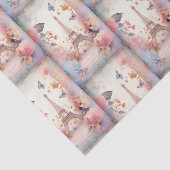Eiffel Tower Butterflies and Flowers Pattern Seidenpapier (Ausschnitt)