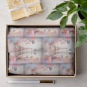 Eiffel Tower Butterflies and Flowers Pattern Seidenpapier (Geschenk)