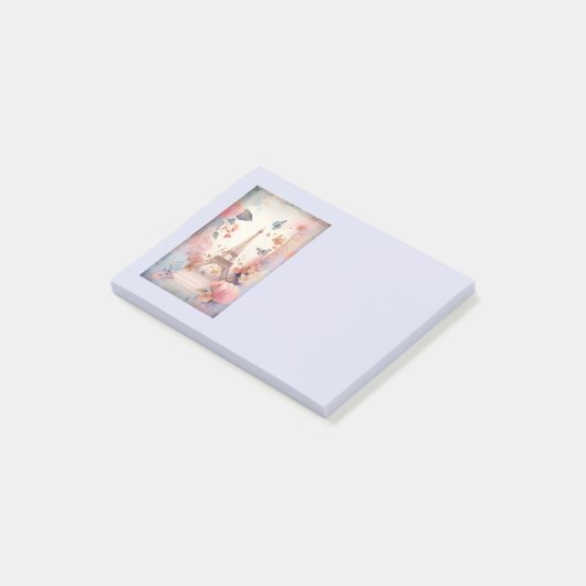 Eiffel Tower Butterflies and Flowers Post-it Klebezettel (angewinkelt)