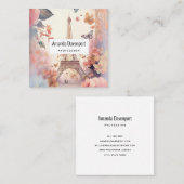 Eiffel Tower Butterflies and Flowers Quadratische Visitenkarte (Vorne/Hinten)