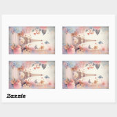 Eiffel Tower Butterflies and Flowers Rechteckiger Aufkleber (Blatt)