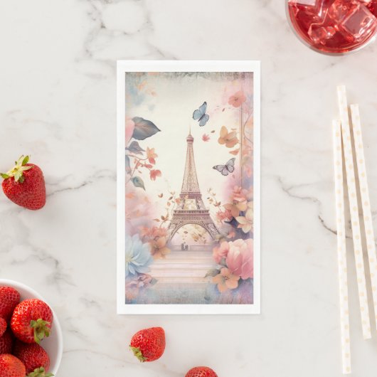 Eiffel Tower Butterflies and Flowers Serviette (Beispiel)