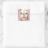 Eiffel Tower Butterflies and Flowers Thank You Quadratischer Aufkleber (Tasche)