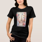 Eiffel Tower Butterflies and Flowers Tri-Blend Shirt (Vorderseite)