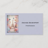 Eiffel Tower Butterflies and Flowers Visitenkarte (Vorderseite)