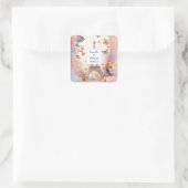 Eiffel Tower Butterflies and Flowers Wedding Quadratischer Aufkleber (Tasche)