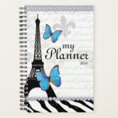 Eiffel Tower Butterfly Französisch Country Script Planer (Vorderseite)