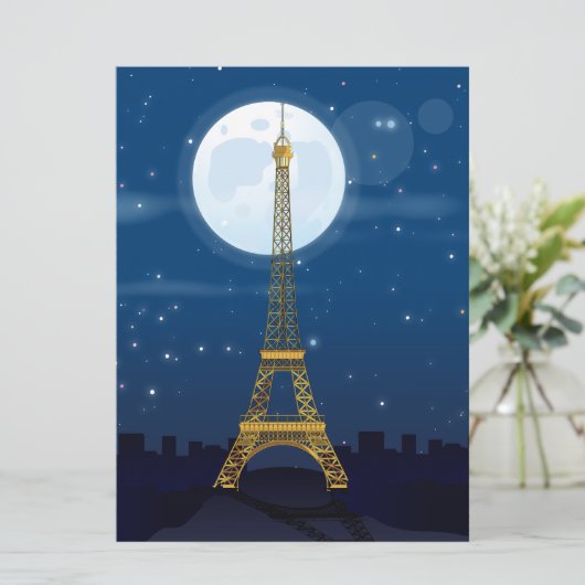 Eiffel Tower Cartoon Einladung (Stehend Vorderseite)