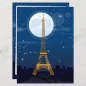 Eiffel Tower Cartoon Einladung (Vorne/Hinten)