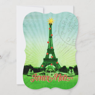 Eiffel Tower Christmas Collage Feiertagskarte