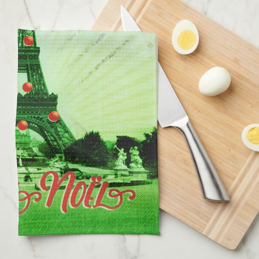Eiffel Tower Christmas Collage Geschirrtuch (Viertel Falte)