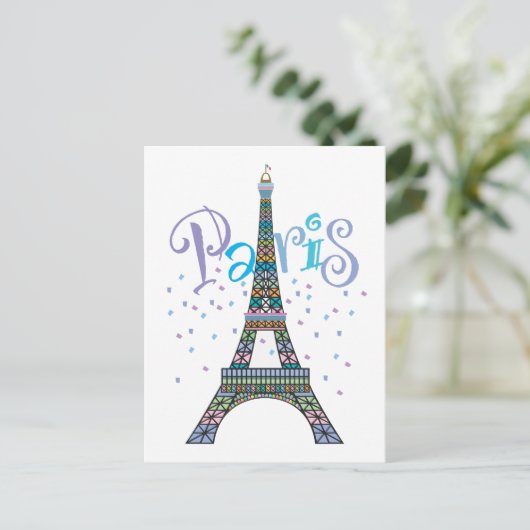 Eiffel Tower Confetti Postkarte (Stehend Vorderseite)