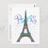 Eiffel Tower Confetti Postkarte (Vorne/Hinten)