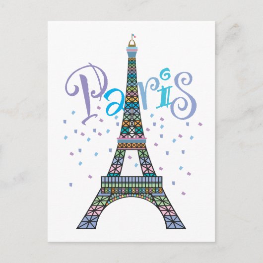 Eiffel Tower Confetti Postkarte (Vorderseite)