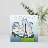 Eiffel Tower Couple Paris Hochzeitsempfang Einladung (Stehend Vorderseite)