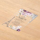  Eiffel Tower,Drips,Lilac Flowers Sweet 16   Acryleinladungen (Ablage )