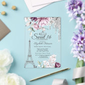  Eiffel Tower,Drips,Lilac Flowers Sweet 16   Acryleinladungen (In Situ (Hochzeit))