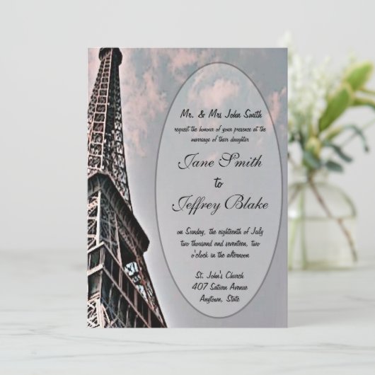 Eiffel Tower Einladung (Stehend Vorderseite)