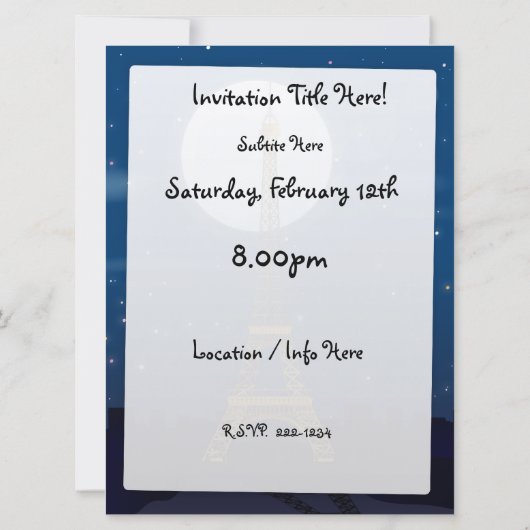 Eiffel Tower Einladung (Rückseite)