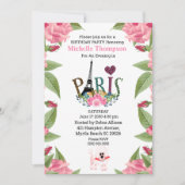 Eiffel Tower Floral Paris Frankreich Geburtstag Einladung (Vorderseite)