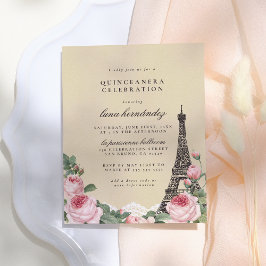 Eiffel Tower Floral Paris Themed Quinceañera Einladungspostkarte