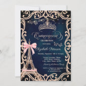 Eiffel Tower Frame Glitter Butterfly Blue  Einladung (Vorderseite)