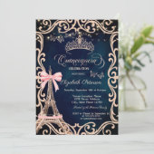 Eiffel Tower Frame Glitter Butterfly Blue  Einladung (Stehend Vorderseite)