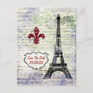 Eiffel Tower France Save the Date Postcard Ankündigungspostkarte